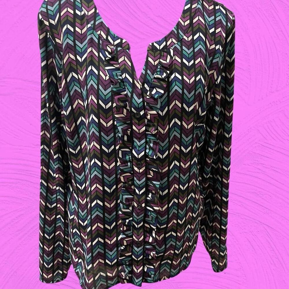 Candies Long Sleeve Blouse Geometric Chevron